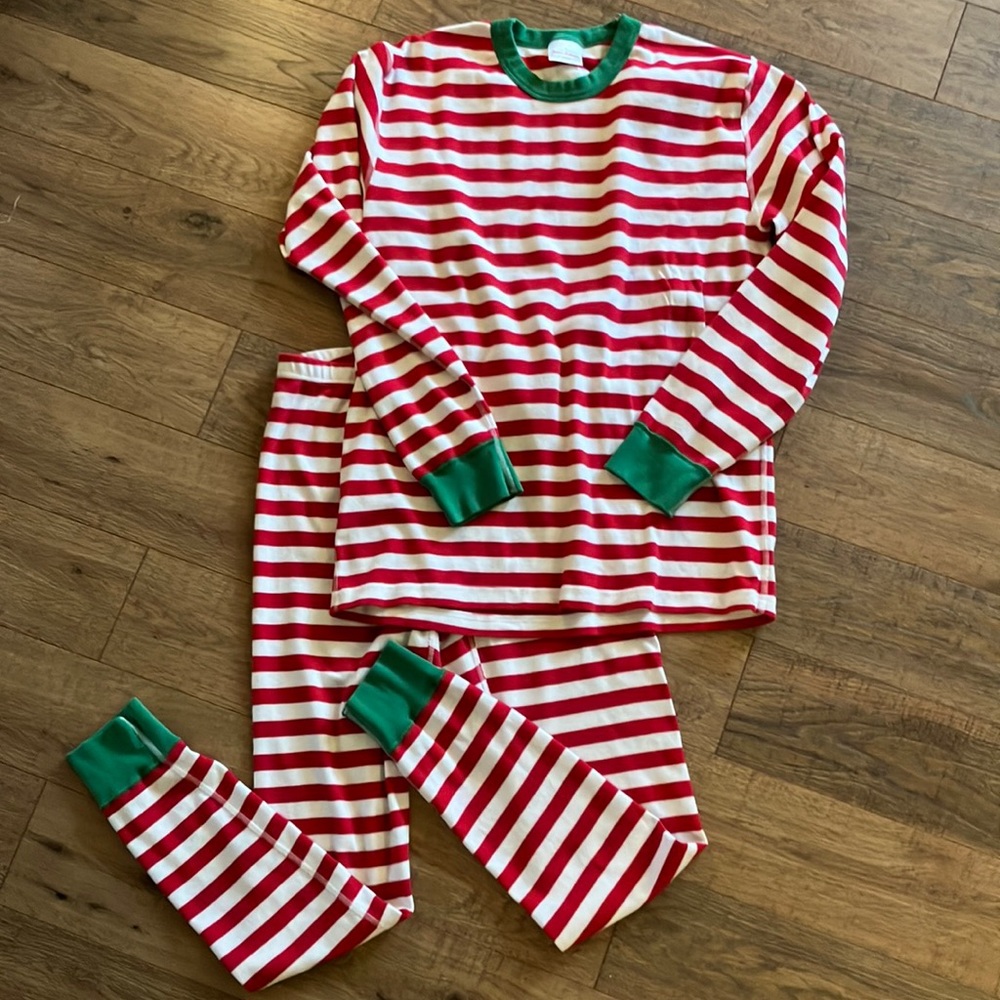Hanna Andersson Mens Unisex Christmas Striped Pajamas 2 Piece Set Size Large